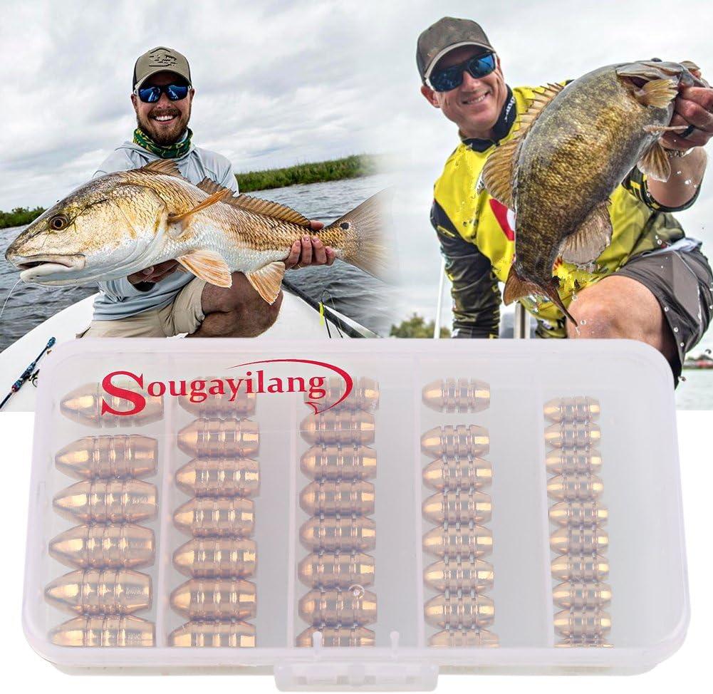 image:imageSougayilang Fishing Sinkers Set with Brass Sinker Weights Jig Hooks Fishing Swivel Ring Connector Plastic Box for Freshwater Saltwater Bass FishingAtype 2
