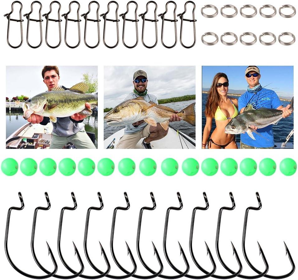 image:imageSougayilang Fishing Sinkers Set with Brass Sinker Weights Jig Hooks Fishing Swivel Ring Connector Plastic Box for Freshwater Saltwater Bass FishingAtype 1