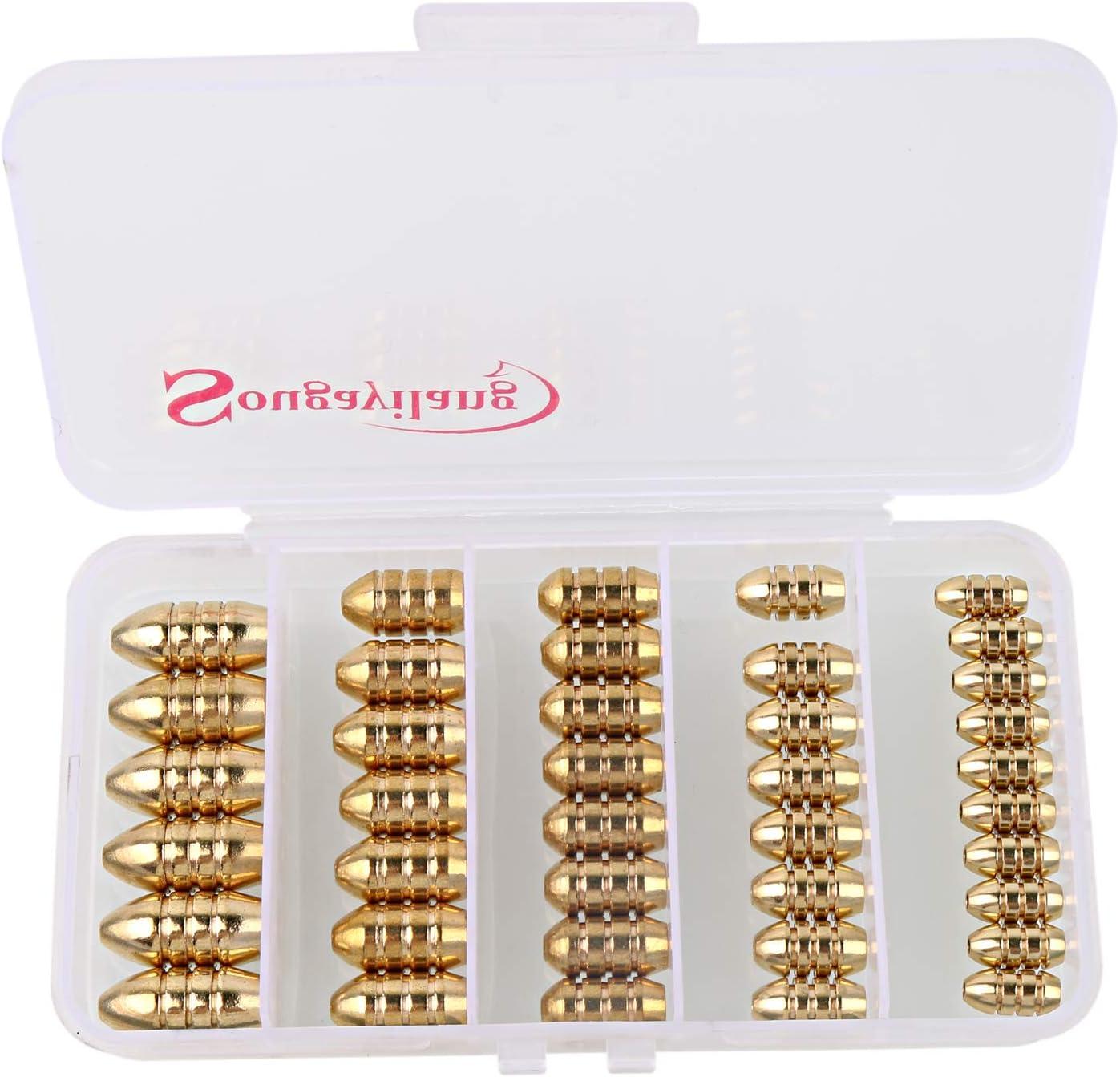 image:imageSougayilang Fishing Sinkers Set with Brass Sinker Weights Jig Hooks Fishing Swivel Ring Connector Plastic Box for Freshwater Saltwater Bass FishingAtype 2