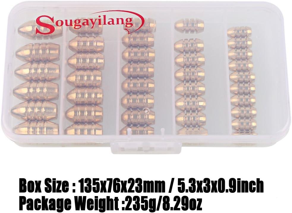 image:imageSougayilang Fishing Sinkers Set with Brass Sinker Weights Jig Hooks Fishing Swivel Ring Connector Plastic Box for Freshwater Saltwater Bass FishingAtype 2