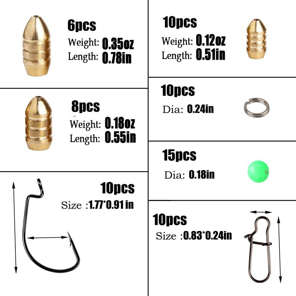 image:imageSougayilang Fishing Sinkers Set with Brass Sinker Weights Jig Hooks Fishing Swivel Ring Connector Plastic Box for Freshwater Saltwater Bass FishingAtype 1