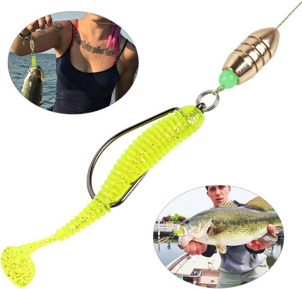 image:imageSougayilang Fishing Sinkers Set with Brass Sinker Weights Jig Hooks Fishing Swivel Ring Connector Plastic Box for Freshwater Saltwater Bass FishingAtype 1