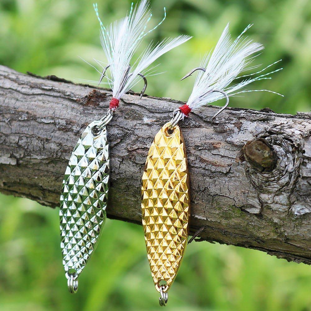 image:imageSougayilang Fishing Spoons Hard Fishing Lures Treble Hooks Salmon Bass Metal Fishing Lure Baits 12 OZSILVER 5pcs