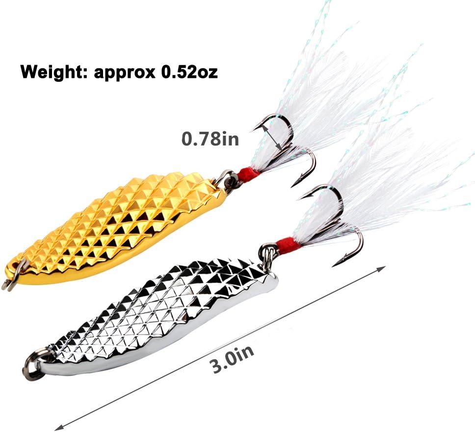 image:imageSougayilang Fishing Spoons Hard Fishing Lures Treble Hooks Salmon Bass Metal Fishing Lure Baits 12 OZSILVER 5pcs