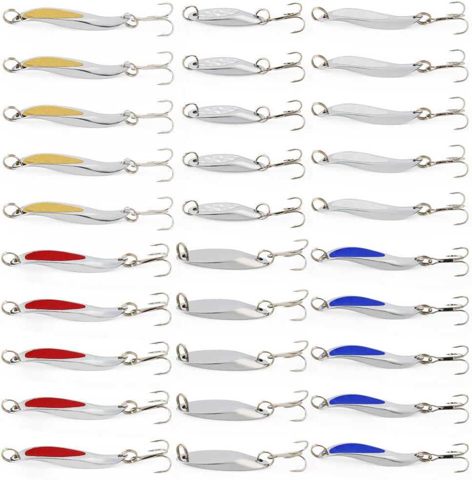 image:imageSougayilang Fishing Spoons Lure Casting Fishing Lures Blade Baits Great for Fishing Perch Crappie Trout Bass Pike Musky Walleye Salmon Striper and MoreXD30