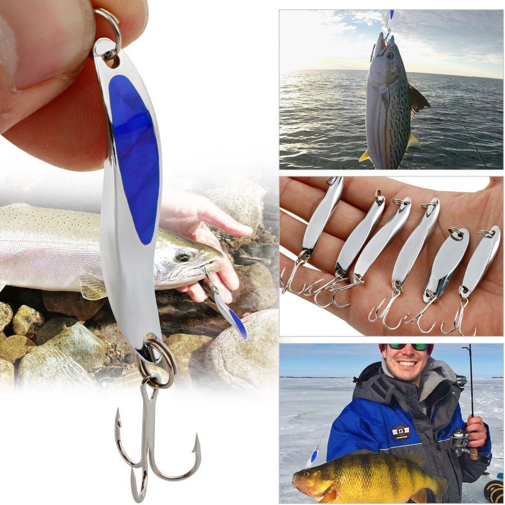 image:imageSougayilang Fishing Spoons Lure Casting Fishing Lures Blade Baits Great for Fishing Perch Crappie Trout Bass Pike Musky Walleye Salmon Striper and MoreXD30