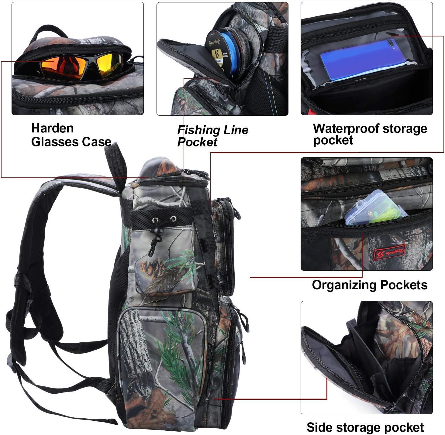 image:imageSougayilang Fishing Tackle Backpack Waterproof Tackle Bag Storage with 4 Trays Tackle BoxCamouflage Backpack With 4 Trays