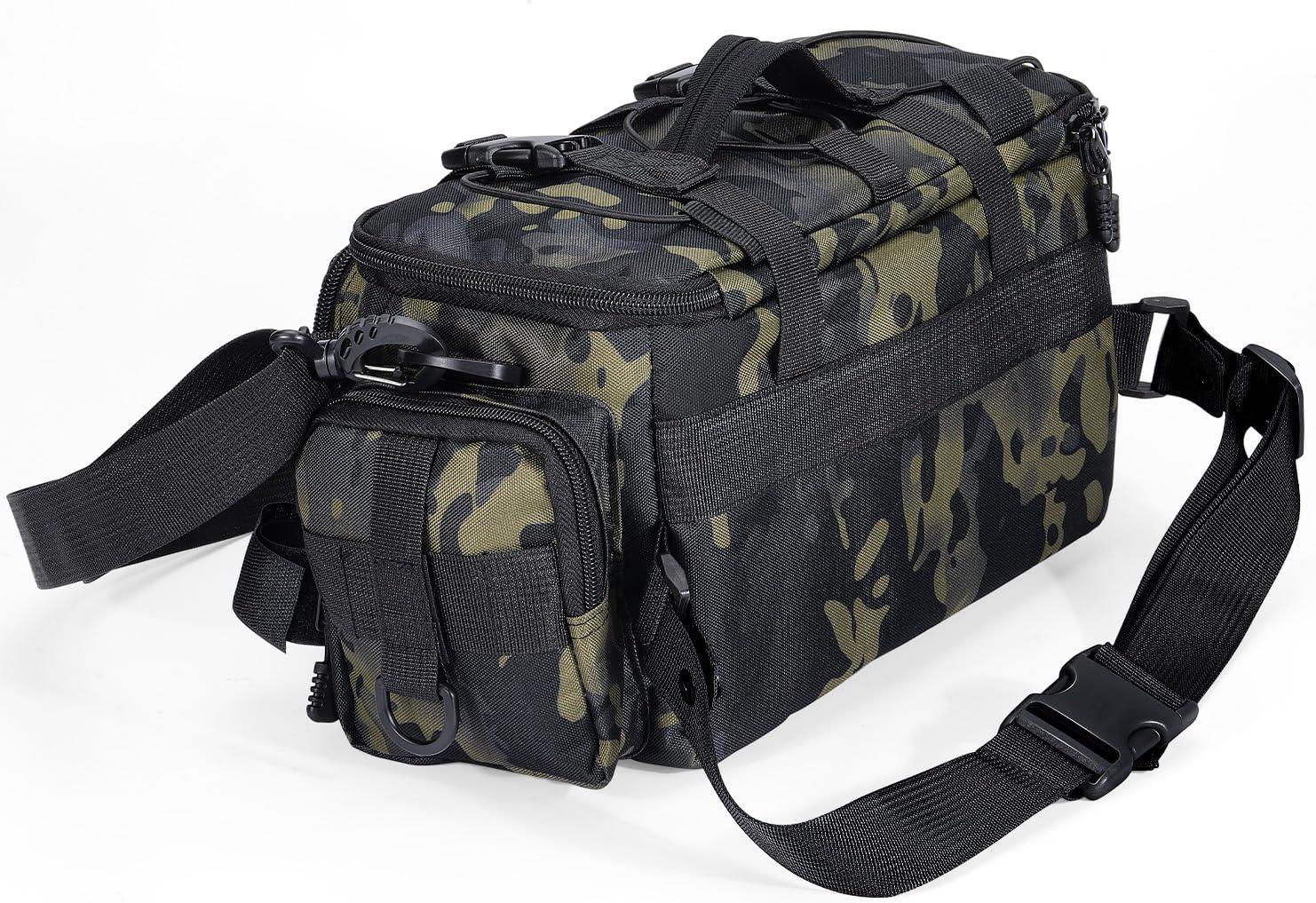 image:imageSougayilang Fishing Tackle Bags with 3600 Tackle Tray Fishing Tackle Storage Bags for Saltwater or Freshwater Fishing Gear Padded Shoulder Strap Tackle Box Bag Fishing BagGreyGreen with a 3600 Tackle Tray