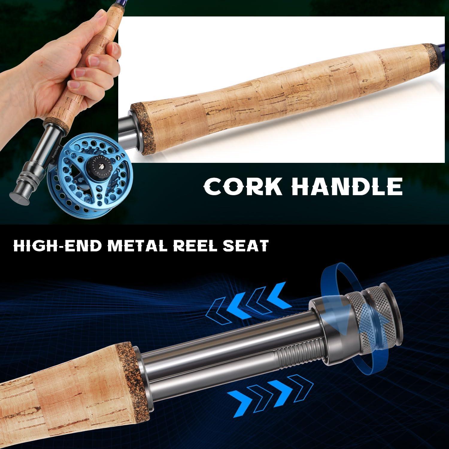 image:imageSougayilang Fly Fishing Combo 4 Piece Fly Rod and CNC Machined Aluminum Alloy Reel Complete Starter Package with Rod BagFly Fishing Combo 5Blue