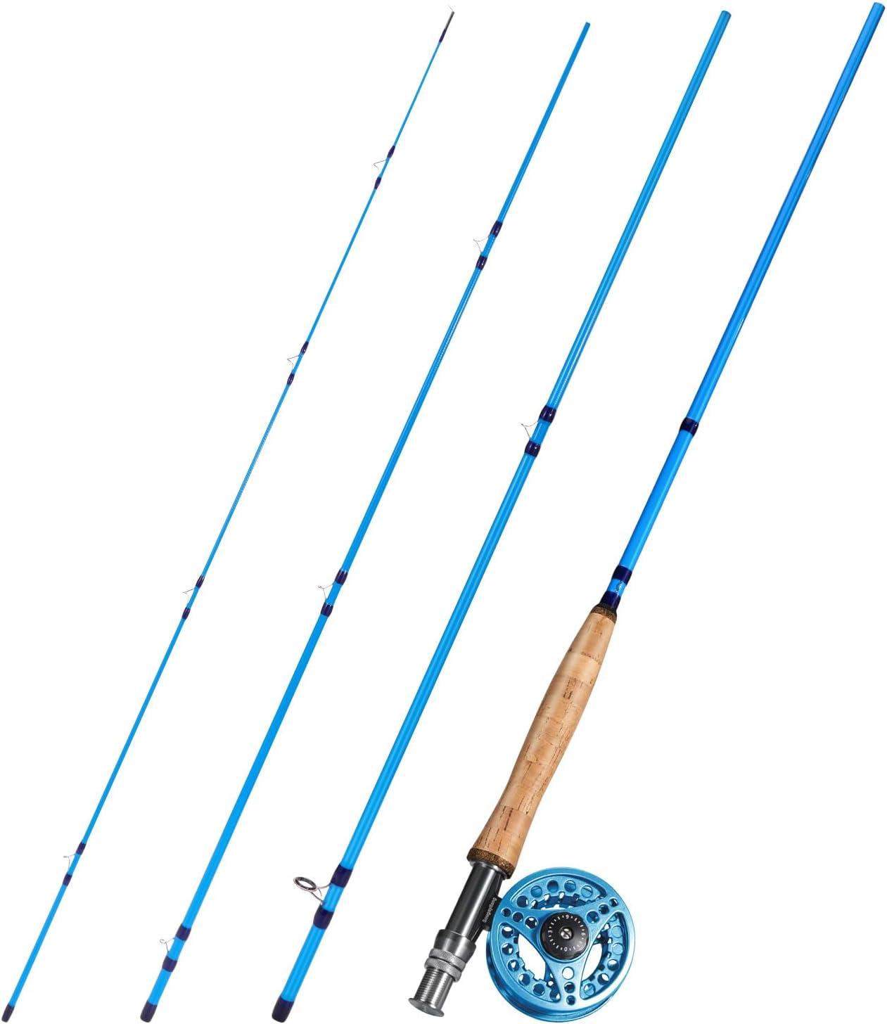 image:imageSougayilang Fly Fishing Combo 4 Piece Fly Rod and CNC Machined Aluminum Alloy Reel Complete Starter Package with Rod BagFly Fishing Combo 5Blue
