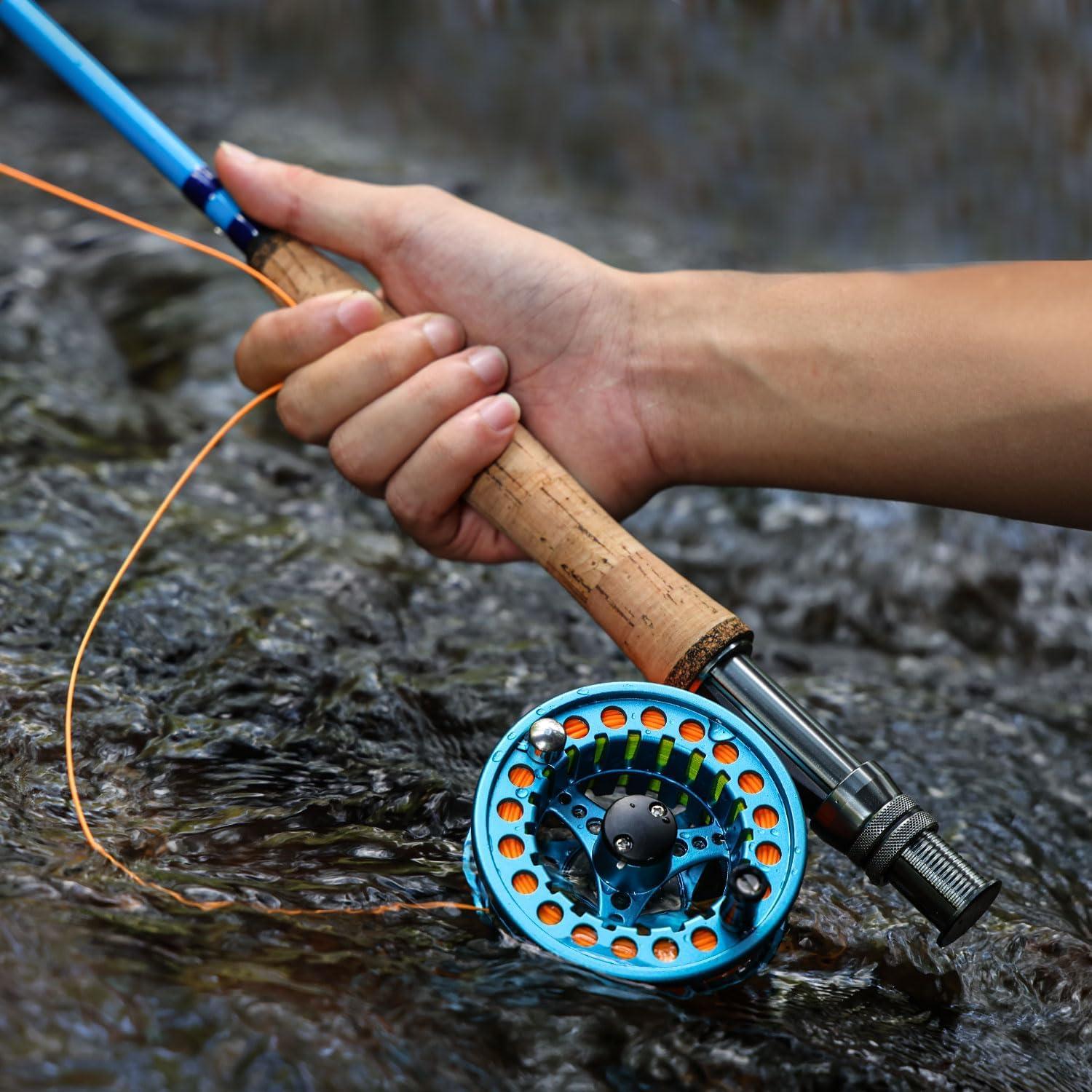 image:imageSougayilang Fly Fishing Combo 4 Piece Fly Rod and CNC Machined Aluminum Alloy Reel Complete Starter Package with Rod BagFly Fishing Combo 5Blue