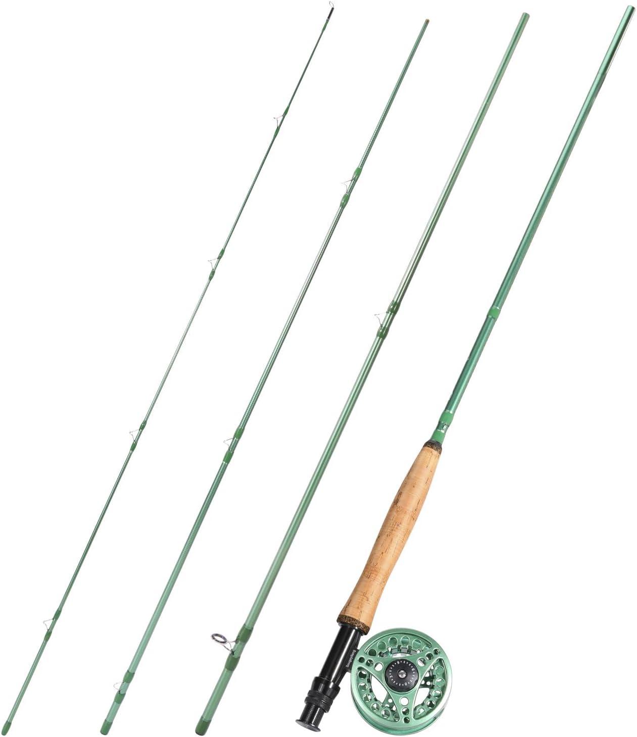 image:imageSougayilang Fly Fishing Combo 4 Piece Fly Rod and CNC Machined Aluminum Alloy Reel Complete Starter Package with Rod BagFly Fishing Combo 5Green