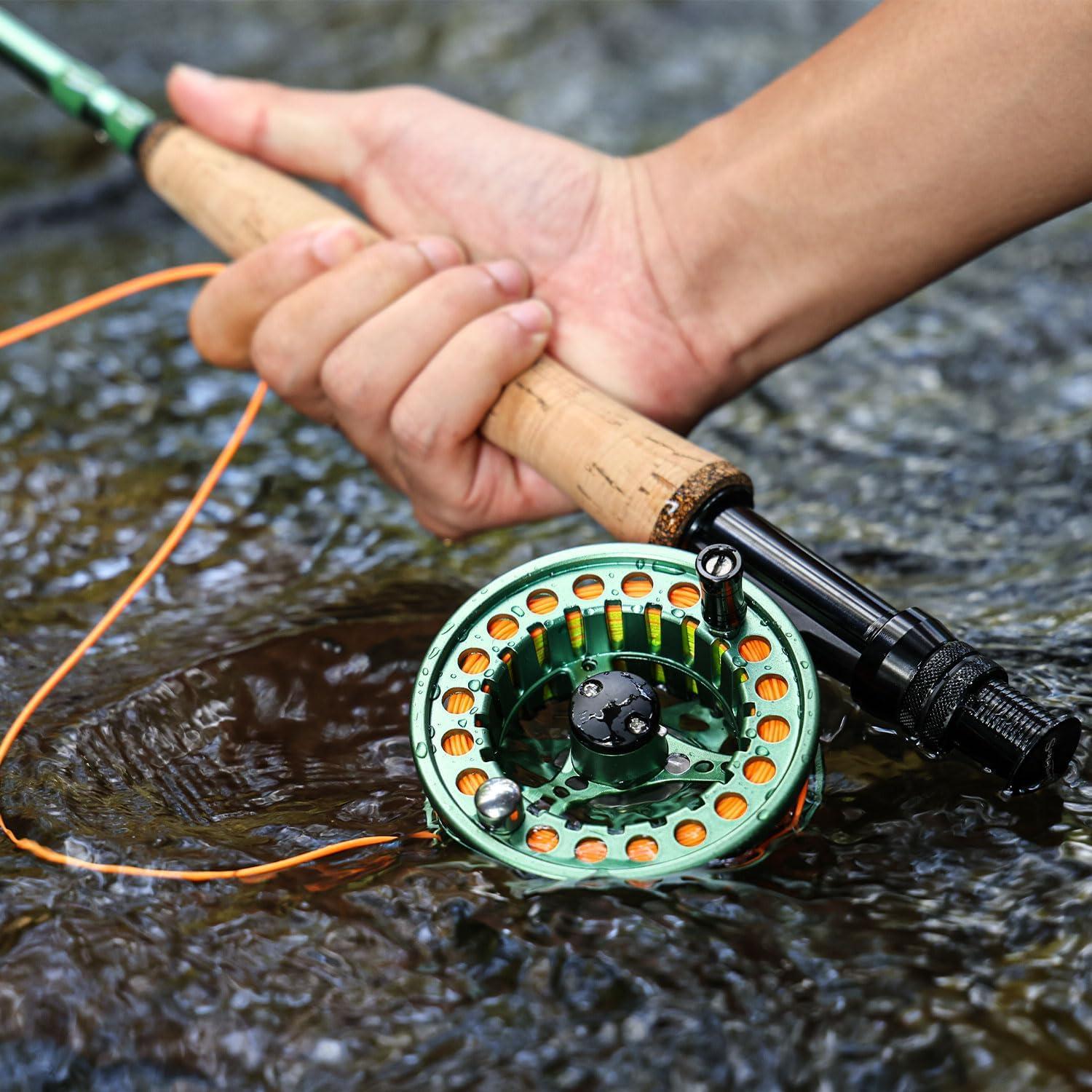 image:imageSougayilang Fly Fishing Combo 4 Piece Fly Rod and CNC Machined Aluminum Alloy Reel Complete Starter Package with Rod BagFly Fishing Combo 5Green
