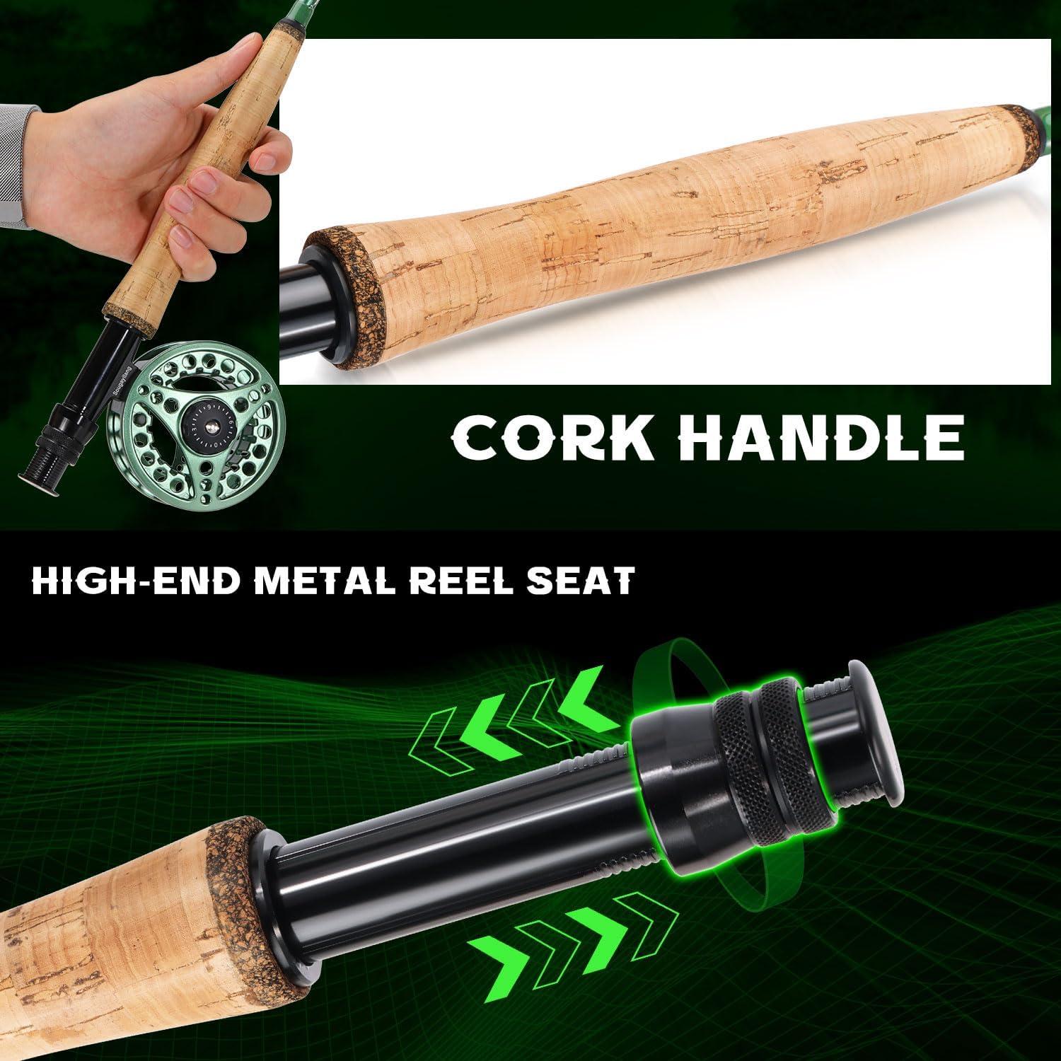 image:imageSougayilang Fly Fishing Combo 4 Piece Fly Rod and CNC Machined Aluminum Alloy Reel Complete Starter Package with Rod BagFly Fishing Combo 5Green