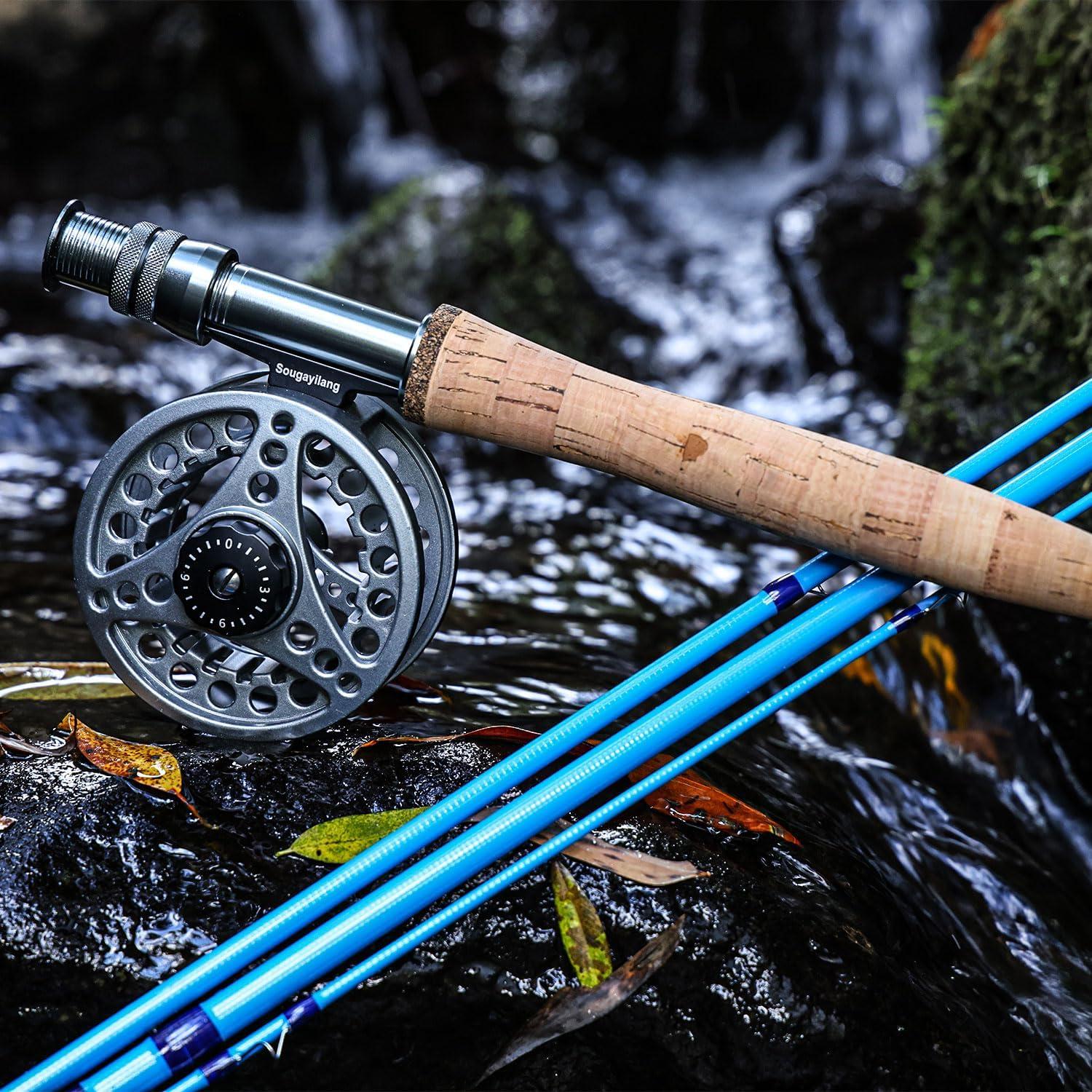 image:imageSougayilang Fly Fishing Combo 4 Piece Fly Rod and CNC Machined Aluminum Alloy Reel Complete Starter Package with Rod BagFly Fishing Combo 5Silver