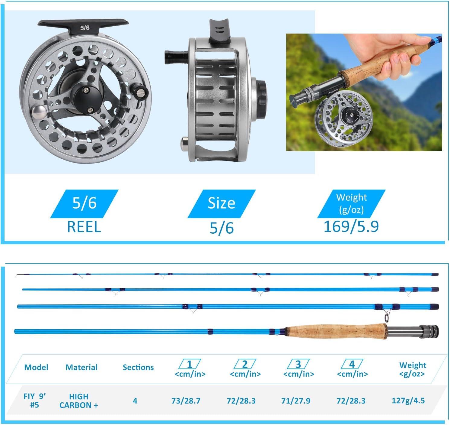 image:imageSougayilang Fly Fishing Combo 4 Piece Fly Rod and CNC Machined Aluminum Alloy Reel Complete Starter Package with Rod BagFly Fishing Combo 5Silver