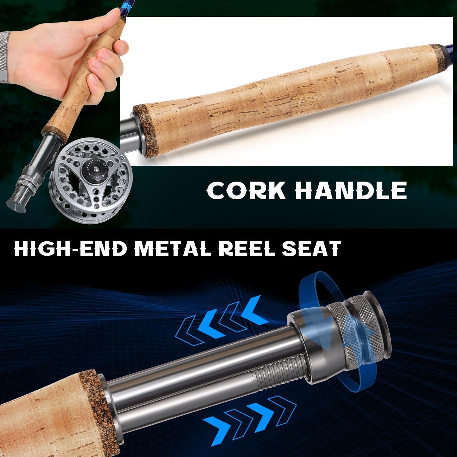 image:imageSougayilang Fly Fishing Combo 4 Piece Fly Rod and CNC Machined Aluminum Alloy Reel Complete Starter Package with Rod BagFly Fishing Combo 5Silver