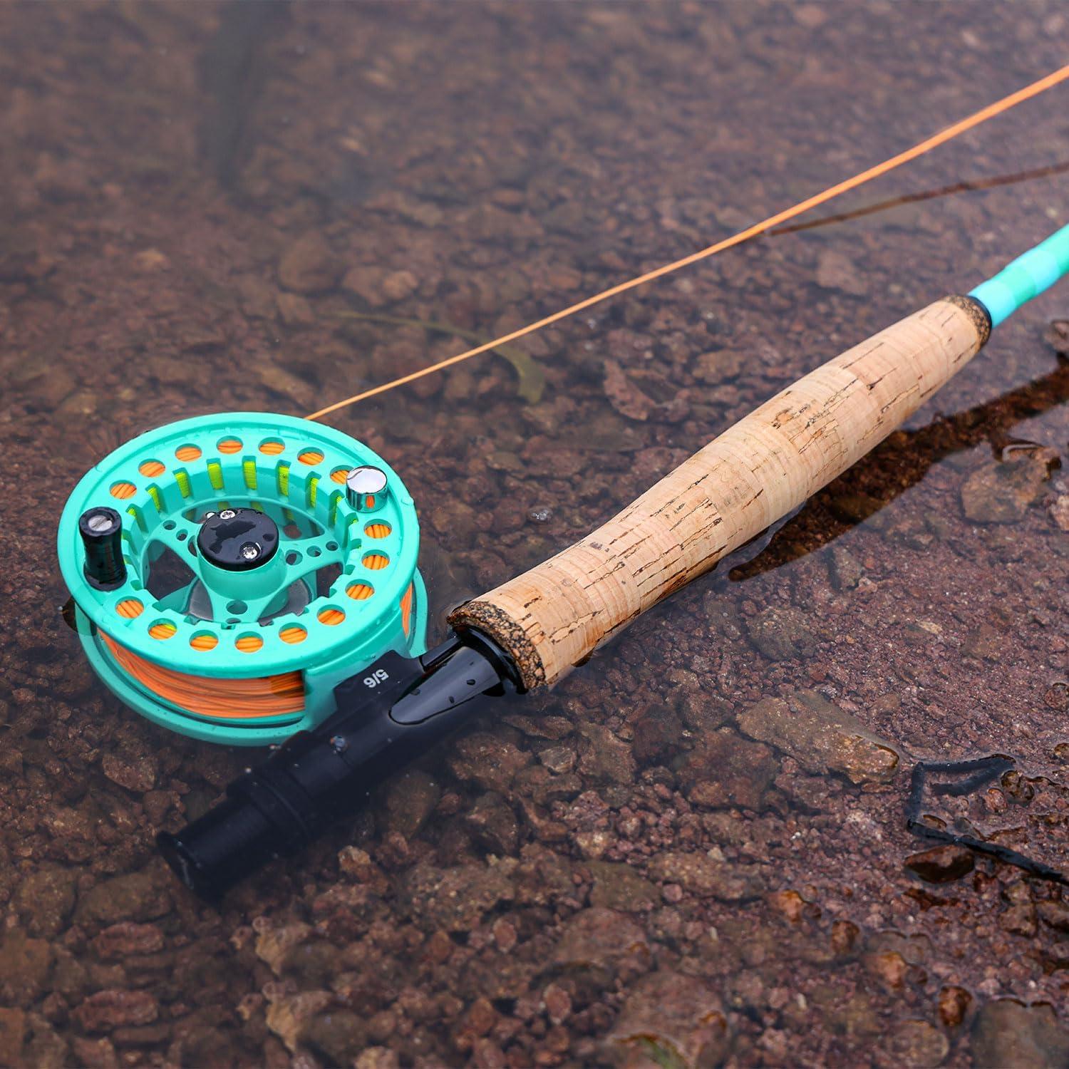 image:imageSougayilang Fly Fishing Combo 4 Piece Fly Rod and CNC Machined Aluminum Alloy Reel Complete Starter Package with Rod BagFly Fishing Combo 5Turquoisee