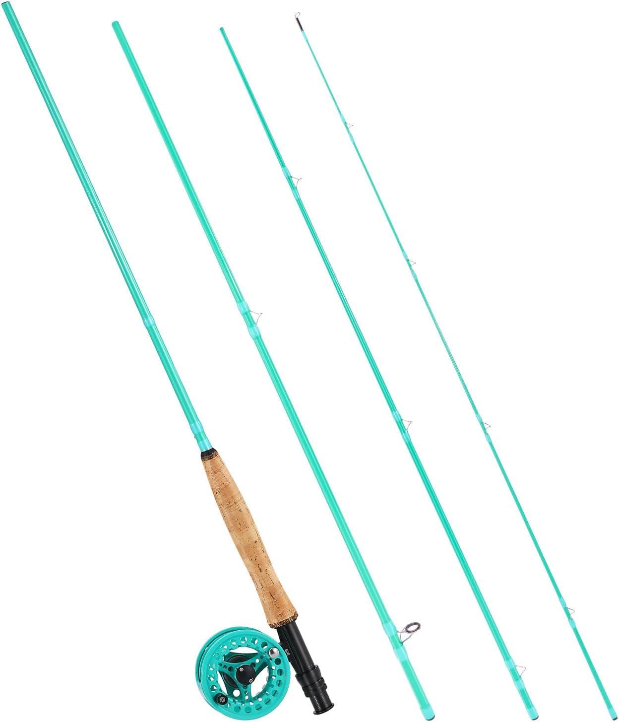 image:imageSougayilang Fly Fishing Combo 4 Piece Fly Rod and CNC Machined Aluminum Alloy Reel Complete Starter Package with Rod BagFly Fishing Combo 5Turquoisee