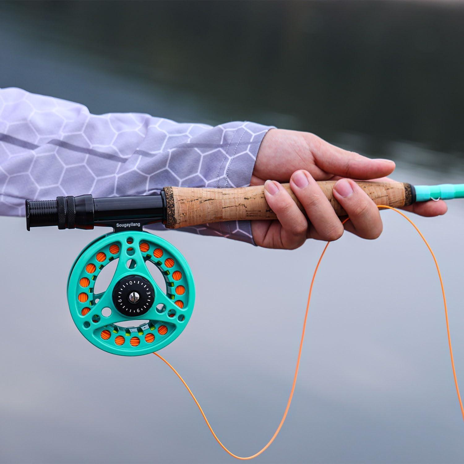 image:imageSougayilang Fly Fishing Combo 4 Piece Fly Rod and CNC Machined Aluminum Alloy Reel Complete Starter Package with Rod BagFly Fishing Combo 5Turquoisee