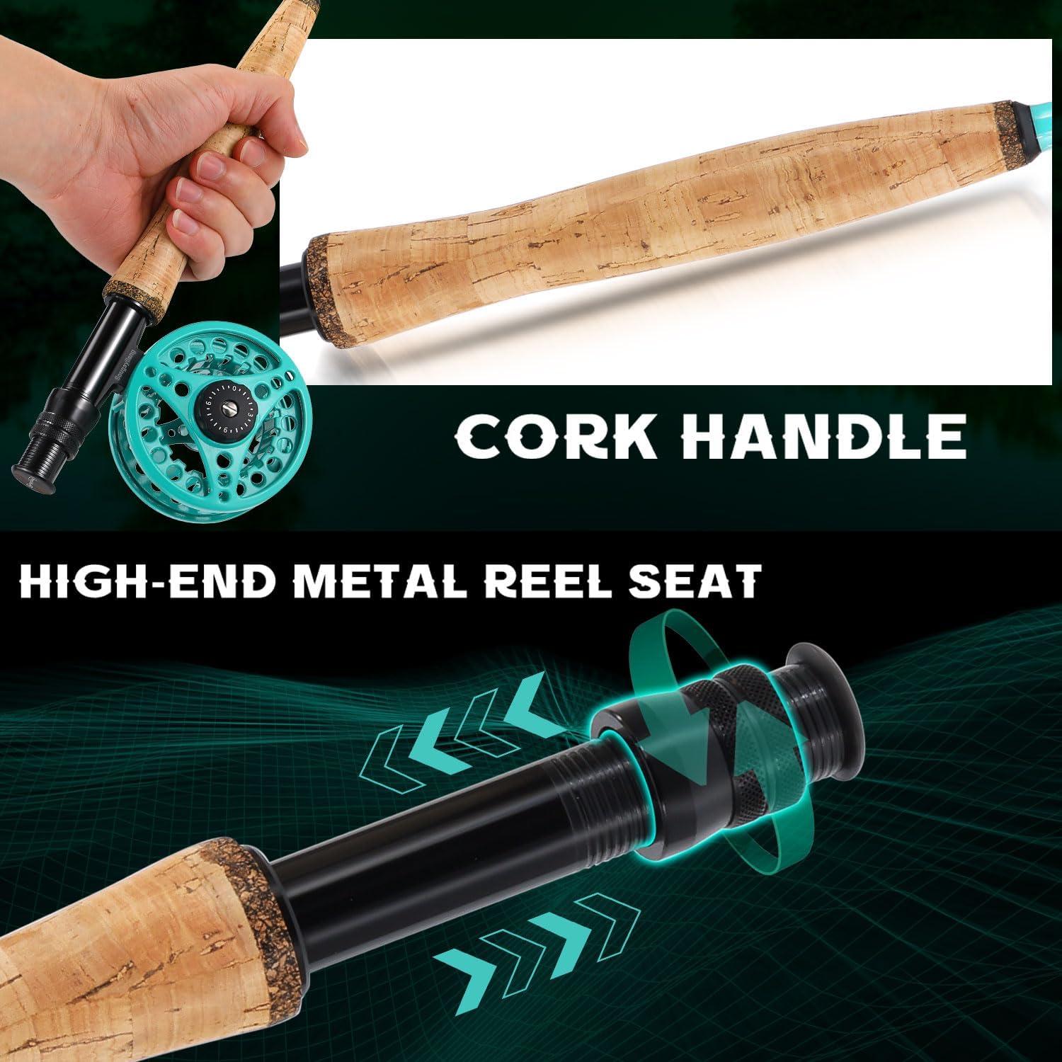 image:imageSougayilang Fly Fishing Combo 4 Piece Fly Rod and CNC Machined Aluminum Alloy Reel Complete Starter Package with Rod BagFly Fishing Combo 5Turquoisee