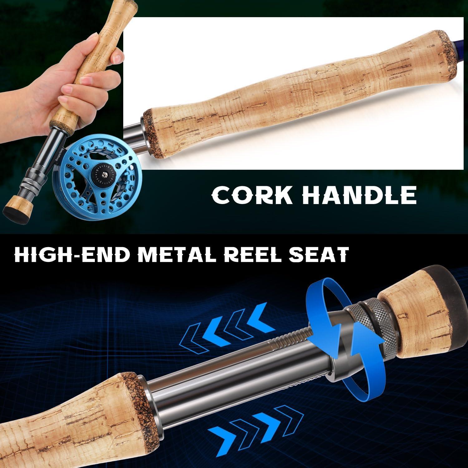 image:imageSougayilang Fly Fishing Combo 4 Piece Fly Rod and CNC Machined Aluminum Alloy Reel Complete Starter Package with Rod BagFly Fishing Combo 8Blue
