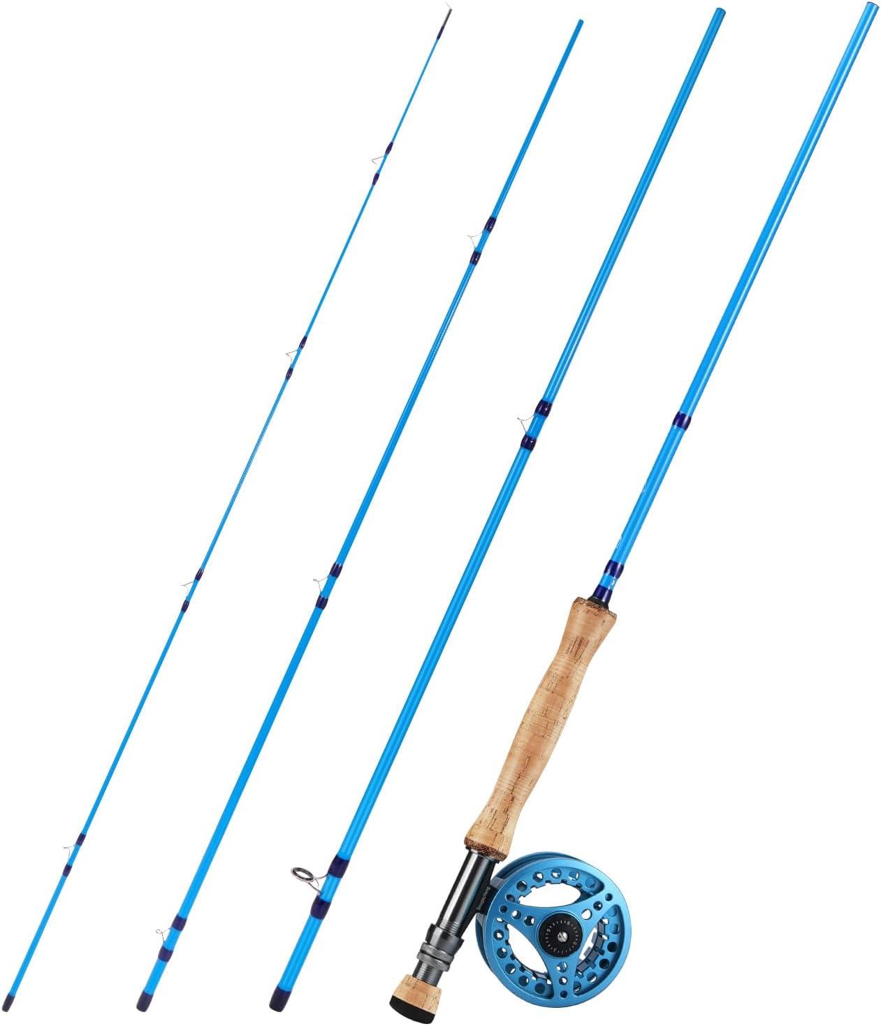 image:imageSougayilang Fly Fishing Combo 4 Piece Fly Rod and CNC Machined Aluminum Alloy Reel Complete Starter Package with Rod BagFly Fishing Combo 8Blue