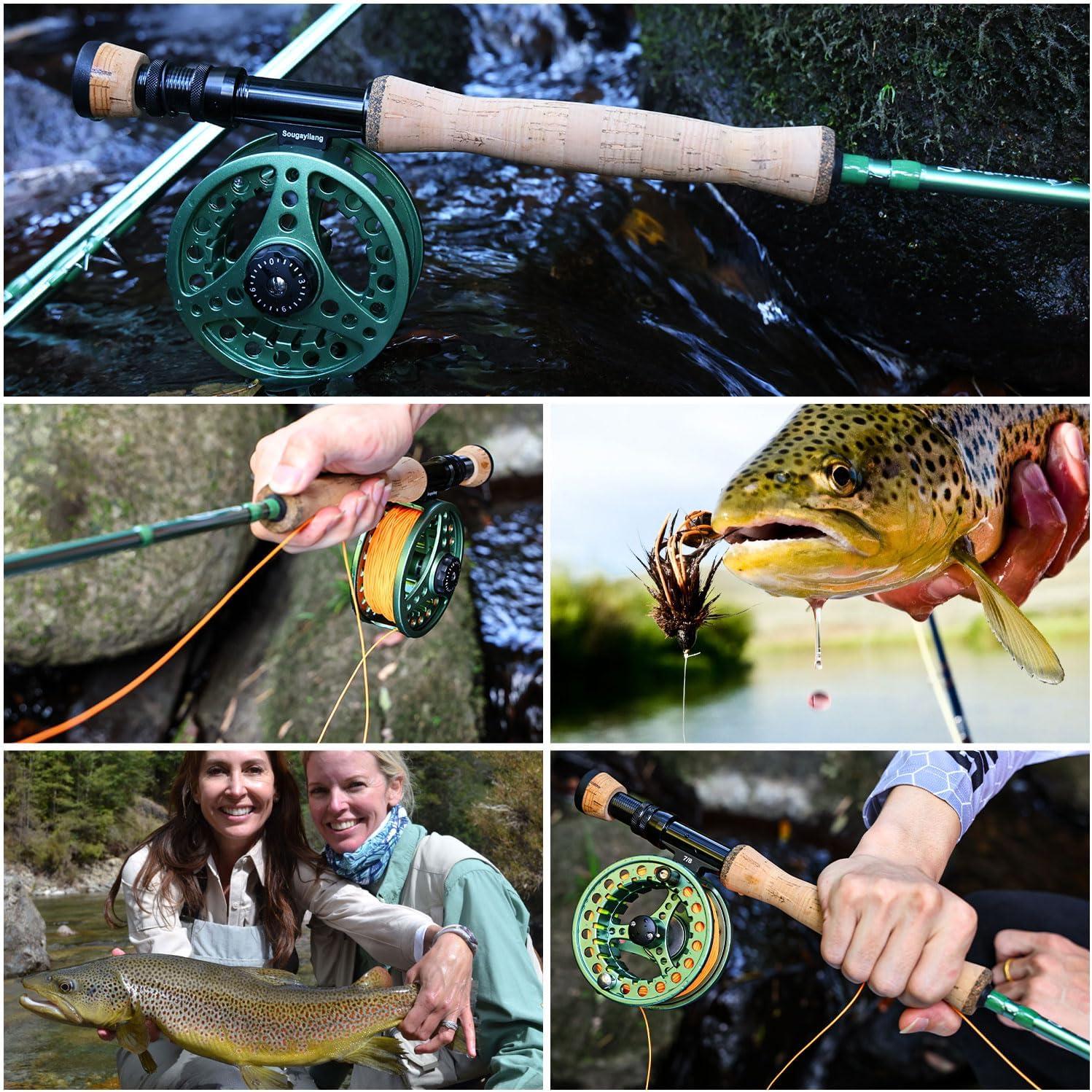 image:imageSougayilang Fly Fishing Combo 4 Piece Fly Rod and CNC Machined Aluminum Alloy Reel Complete Starter Package with Rod BagFly Fishing Combo 8Green