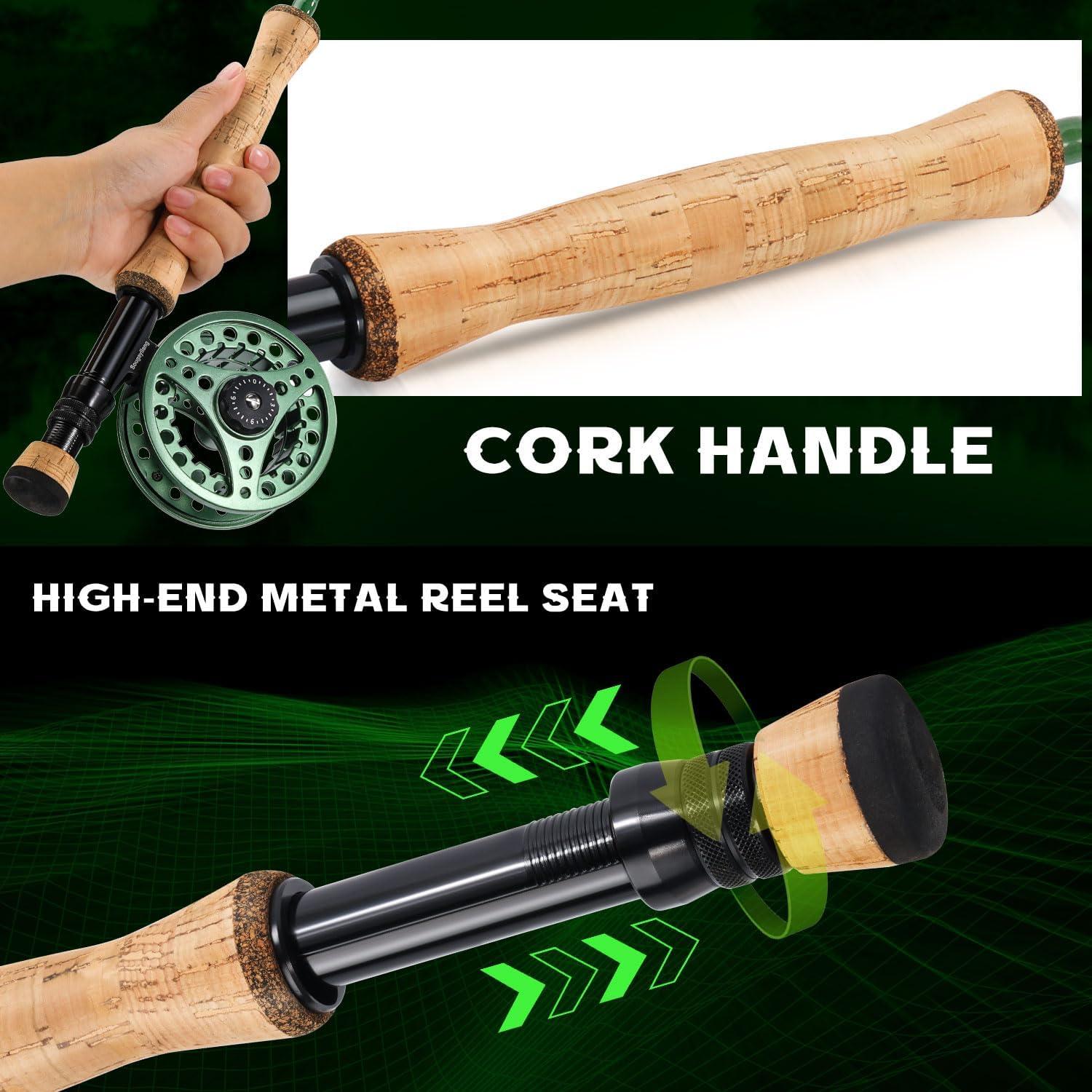 image:imageSougayilang Fly Fishing Combo 4 Piece Fly Rod and CNC Machined Aluminum Alloy Reel Complete Starter Package with Rod BagFly Fishing Combo 8Green