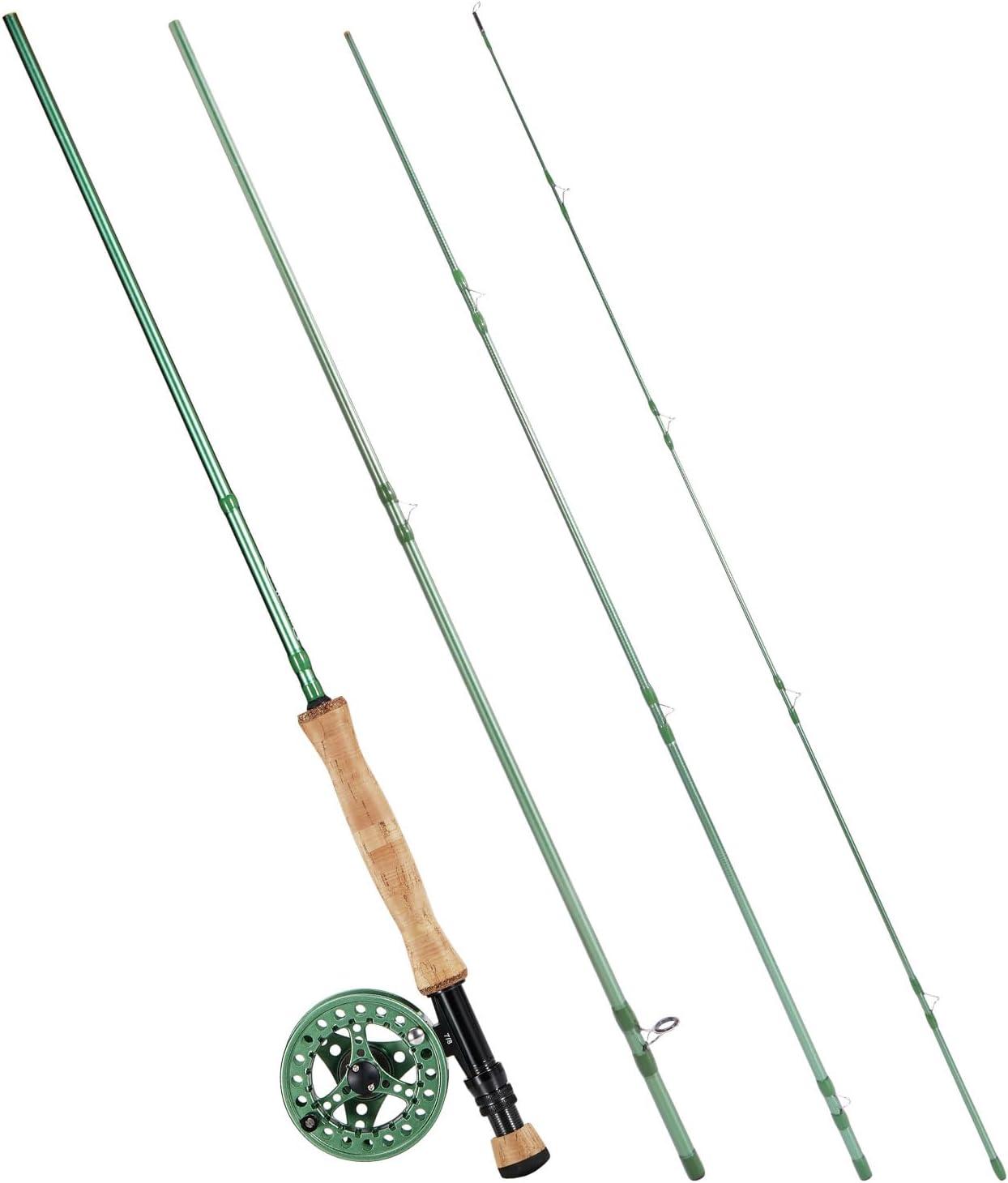 image:imageSougayilang Fly Fishing Combo 4 Piece Fly Rod and CNC Machined Aluminum Alloy Reel Complete Starter Package with Rod BagFly Fishing Combo 8Green