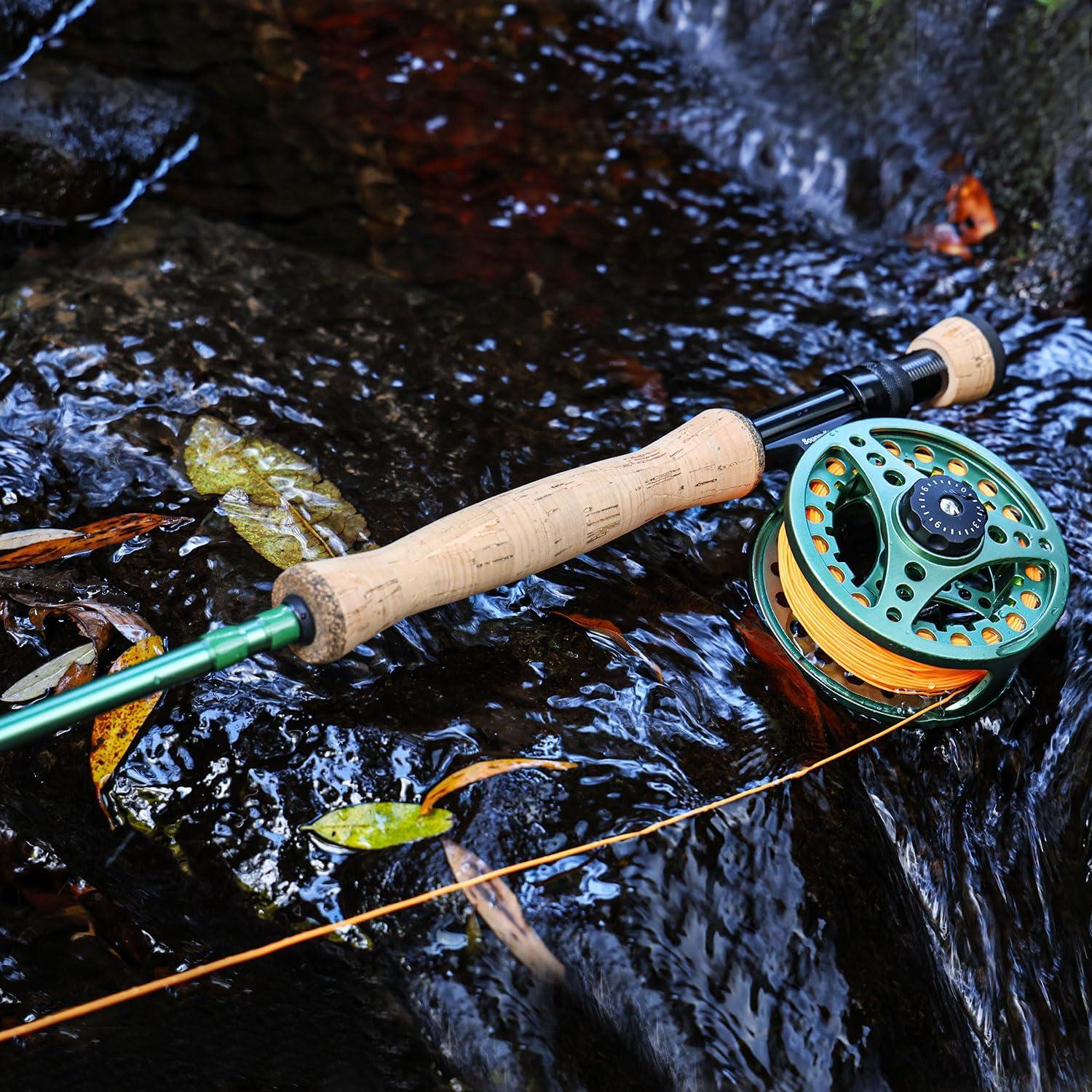 image:imageSougayilang Fly Fishing Combo 4 Piece Fly Rod and CNC Machined Aluminum Alloy Reel Complete Starter Package with Rod BagFly Fishing Combo 8Green