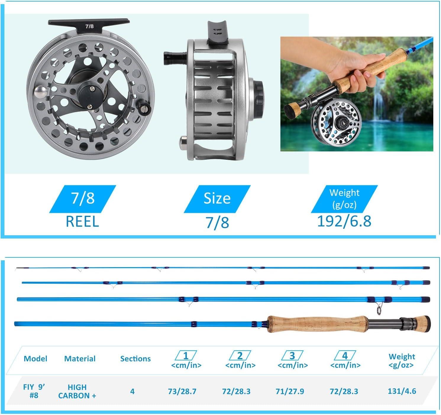 image:imageSougayilang Fly Fishing Combo 4 Piece Fly Rod and CNC Machined Aluminum Alloy Reel Complete Starter Package with Rod BagFly Fishing Combo 8Silver