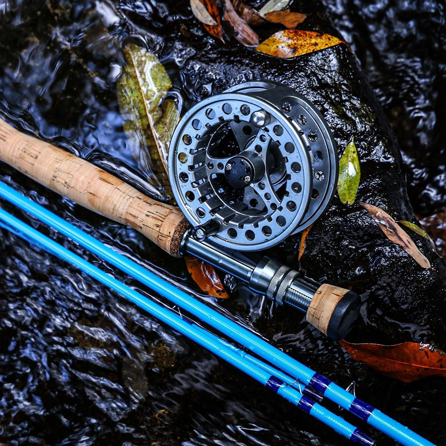 image:imageSougayilang Fly Fishing Combo 4 Piece Fly Rod and CNC Machined Aluminum Alloy Reel Complete Starter Package with Rod BagFly Fishing Combo 8Silver