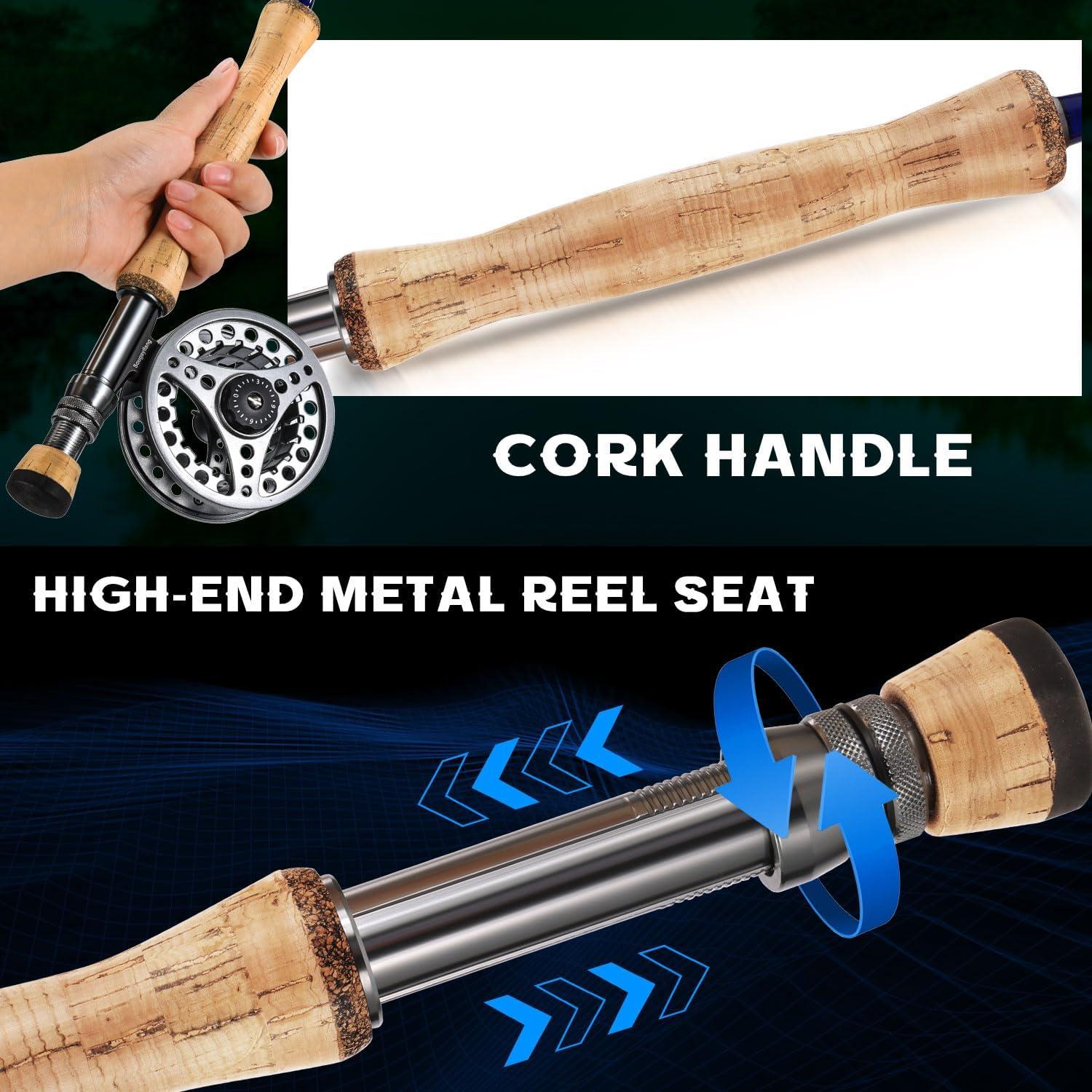 image:imageSougayilang Fly Fishing Combo 4 Piece Fly Rod and CNC Machined Aluminum Alloy Reel Complete Starter Package with Rod BagFly Fishing Combo 8Silver