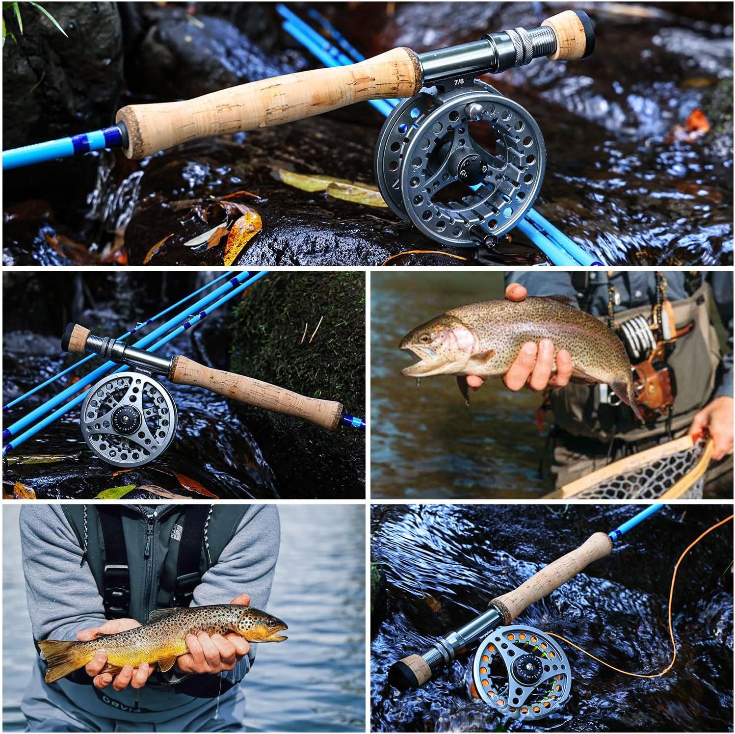 image:imageSougayilang Fly Fishing Combo 4 Piece Fly Rod and CNC Machined Aluminum Alloy Reel Complete Starter Package with Rod BagFly Fishing Combo 8Silver