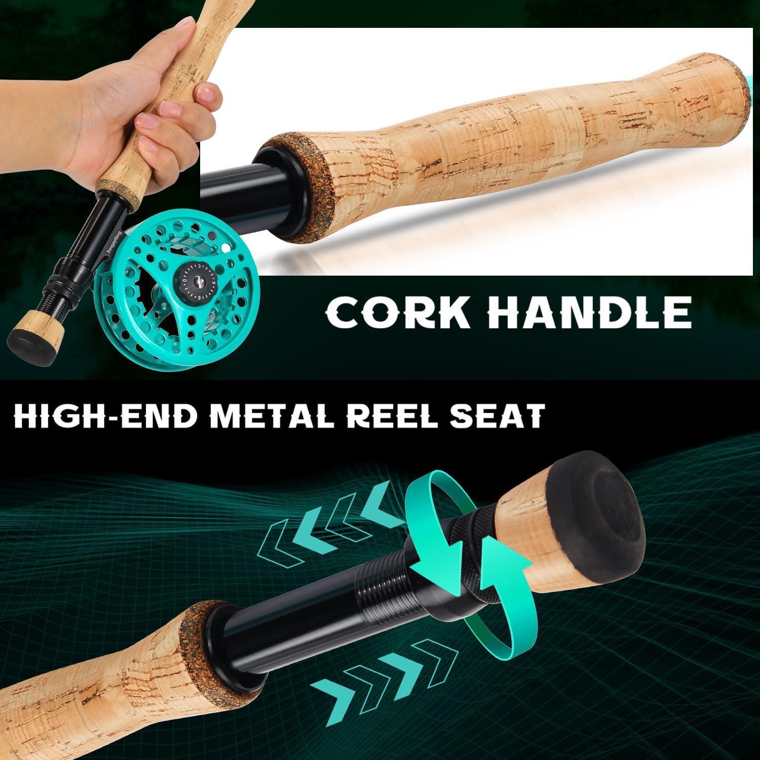 image:imageSougayilang Fly Fishing Combo 4 Piece Fly Rod and CNC Machined Aluminum Alloy Reel Complete Starter Package with Rod BagFly Fishing Combo 8Turquoisee