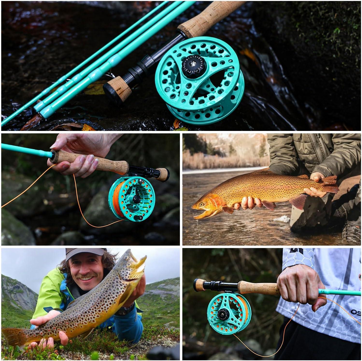 image:imageSougayilang Fly Fishing Combo 4 Piece Fly Rod and CNC Machined Aluminum Alloy Reel Complete Starter Package with Rod BagFly Fishing Combo 8Turquoisee