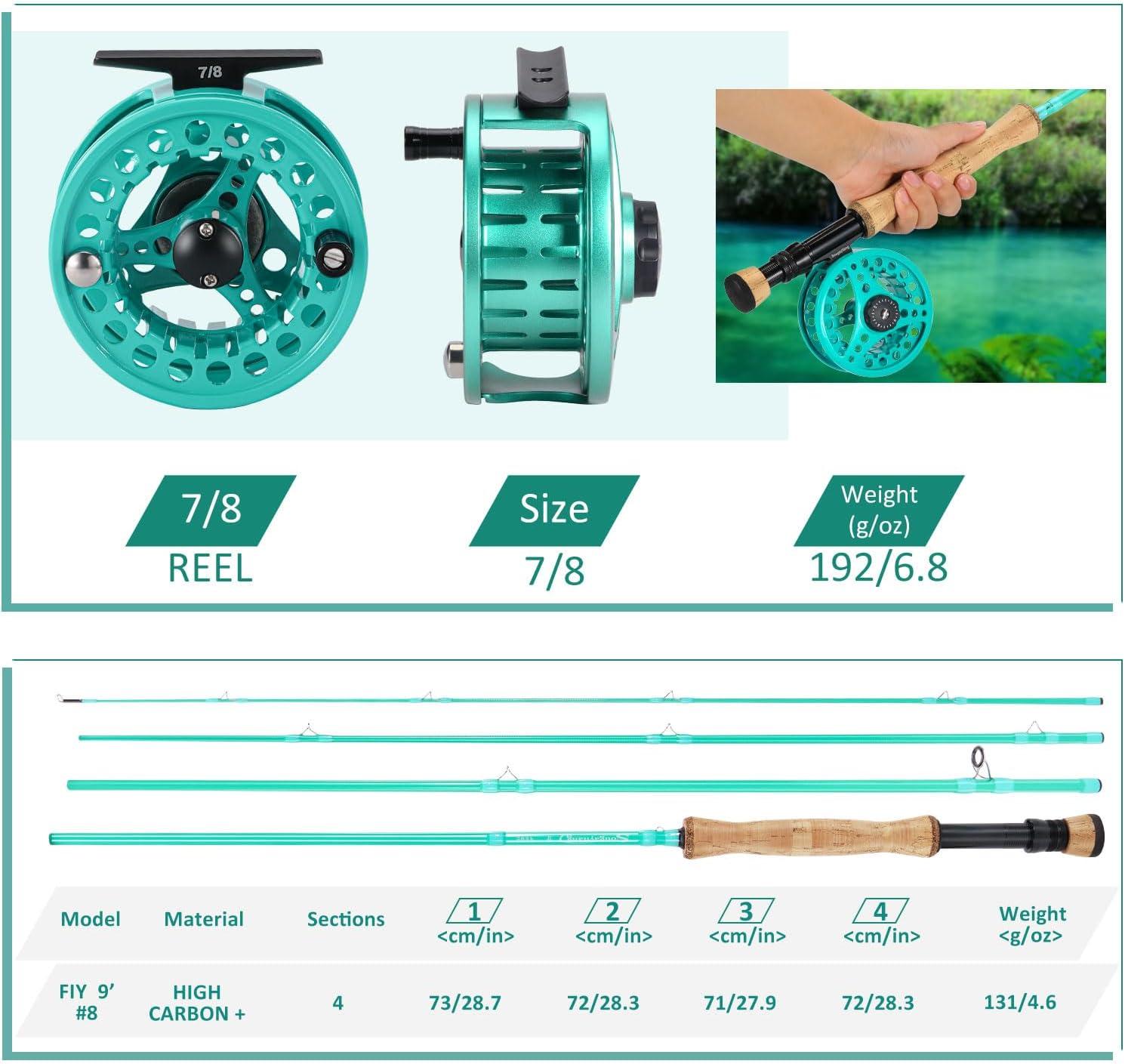 image:imageSougayilang Fly Fishing Combo 4 Piece Fly Rod and CNC Machined Aluminum Alloy Reel Complete Starter Package with Rod BagFly Fishing Combo 8Turquoisee