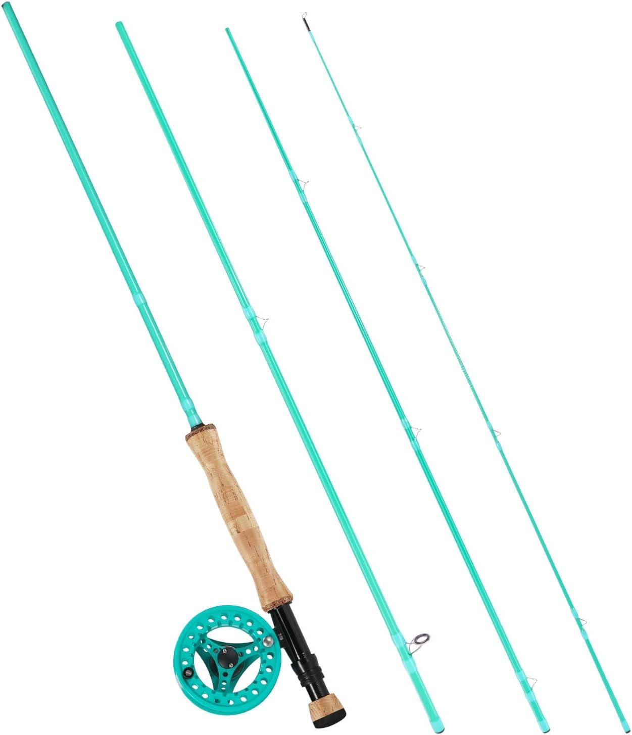 image:imageSougayilang Fly Fishing Combo 4 Piece Fly Rod and CNC Machined Aluminum Alloy Reel Complete Starter Package with Rod BagFly Fishing Combo 8Turquoisee