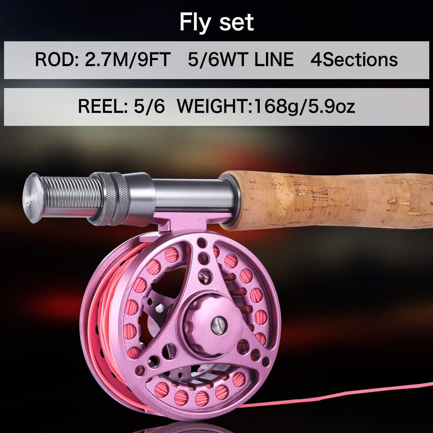 image:imageSougayilang Fly Fishing Rod Reel Combos with Lightweight Portable Fly Rod and CNCmachined Aluminum Alloy Fly ReelFly Fishing Complete Starter PackageFly Fishing Full Kit 56Pink