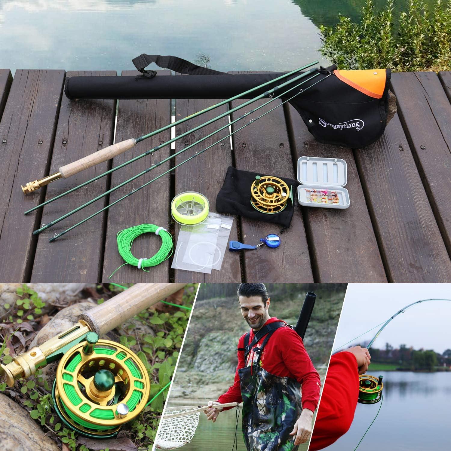 image:imageSougayilang Fly Fishing Rod Reel Combos with Lightweight Portable Fly Rod and CNCmachined Aluminum Alloy Fly ReelFly Fishing Complete Starter PackageFly Fishing Full Kit 56Green