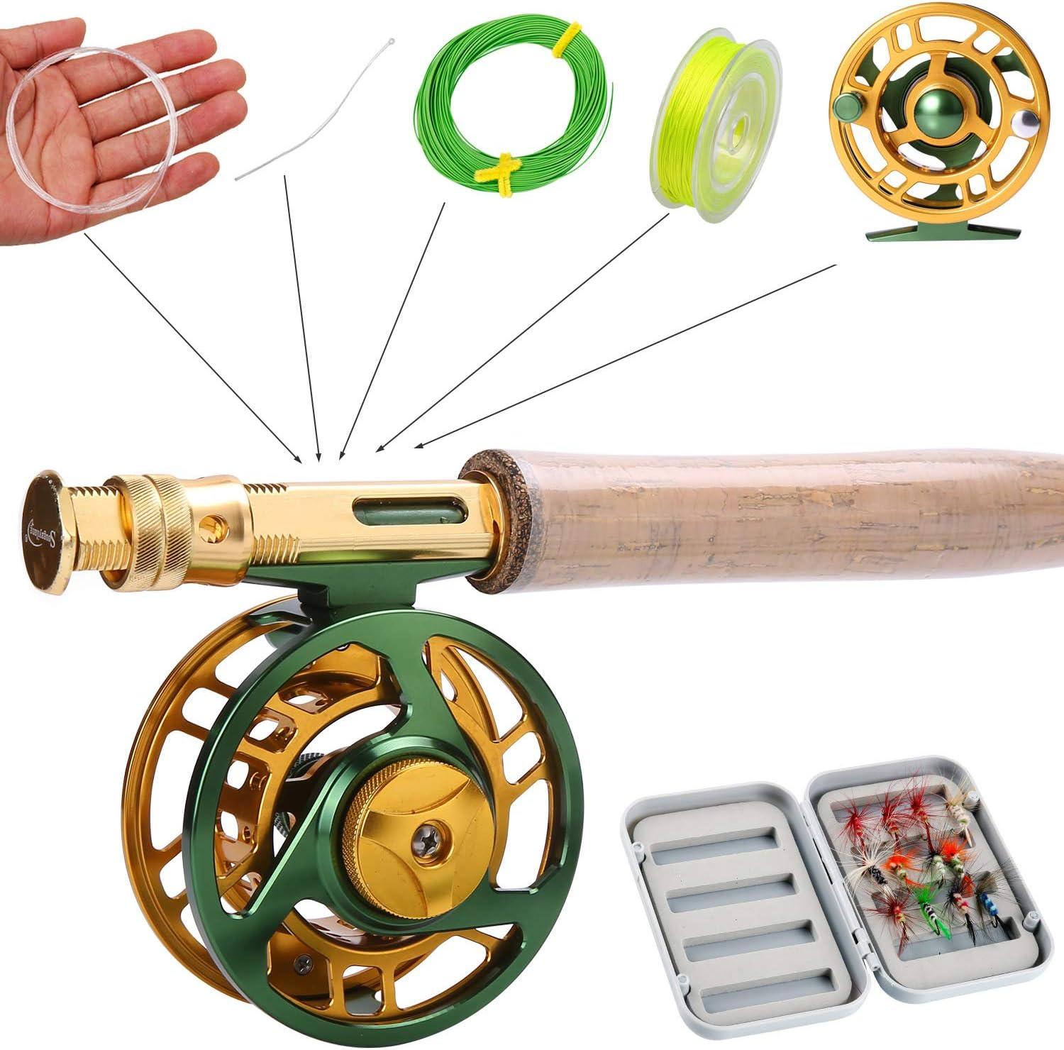 image:imageSougayilang Fly Fishing Rod Reel Combos with Lightweight Portable Fly Rod and CNCmachined Aluminum Alloy Fly ReelFly Fishing Complete Starter PackageFly Fishing Full Kit 56Green