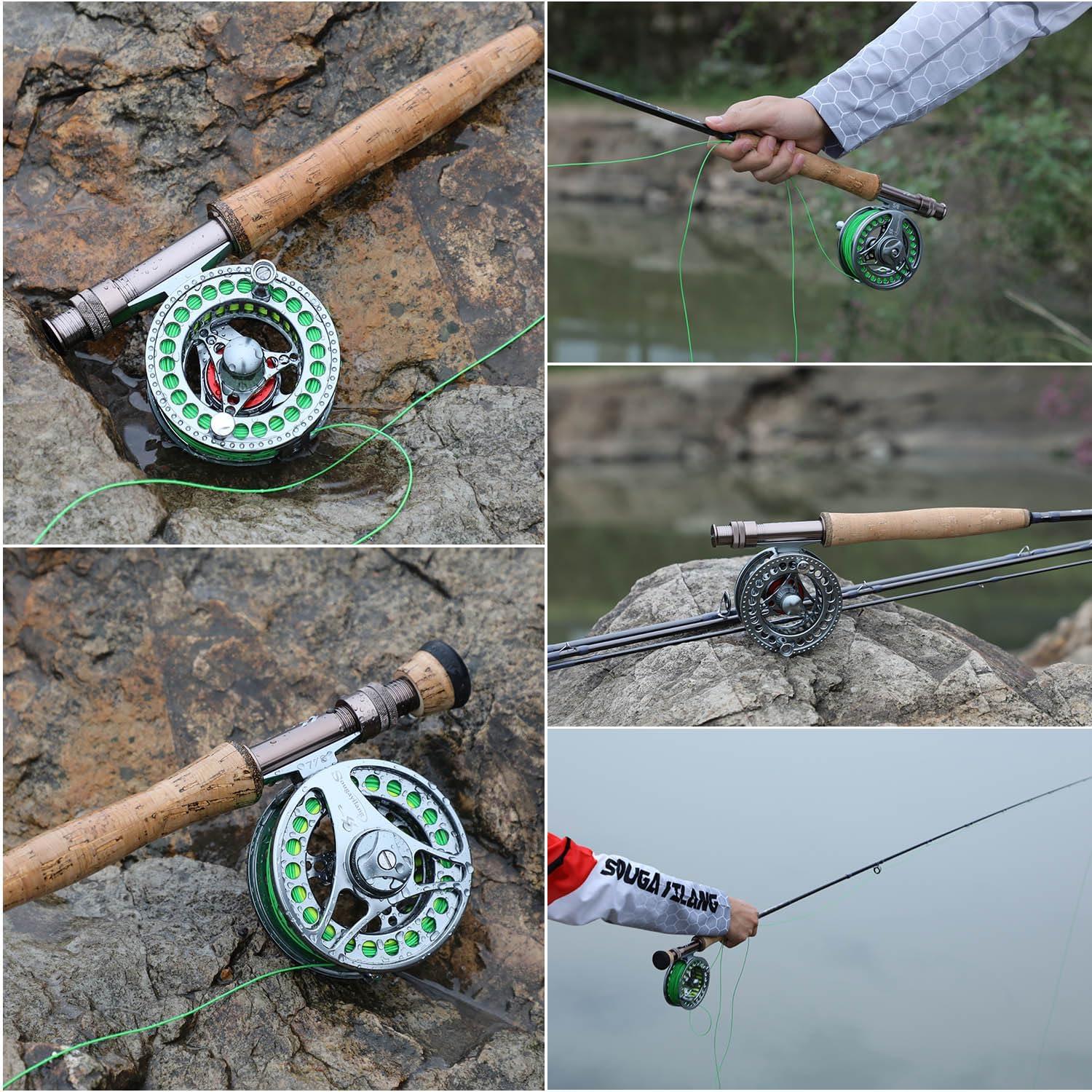image:imageSougayilang Fly Fishing Rod and Reel Combo 4 Pieces Ultra Lightweight Portable Fly Rod and CNC Machined Aluminum Alloy Reel Complete Starter Package with Rod BagFly Fishing Combo 8