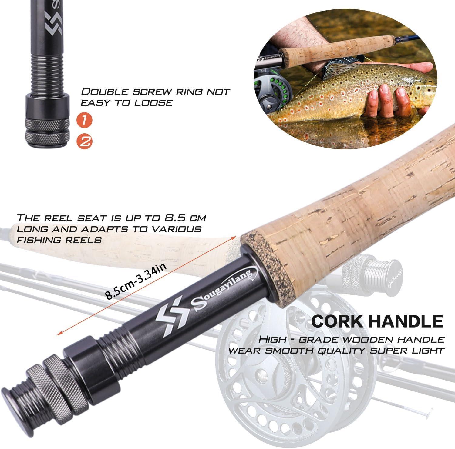 image:imageSougayilang Fly Fishing Rod and Reel Combo 4 Pieces Ultra Lightweight Portable Fly Rod and CNC Machined Aluminum Alloy Reel Complete Starter Package with Rod BagFly Fishing Combo 8