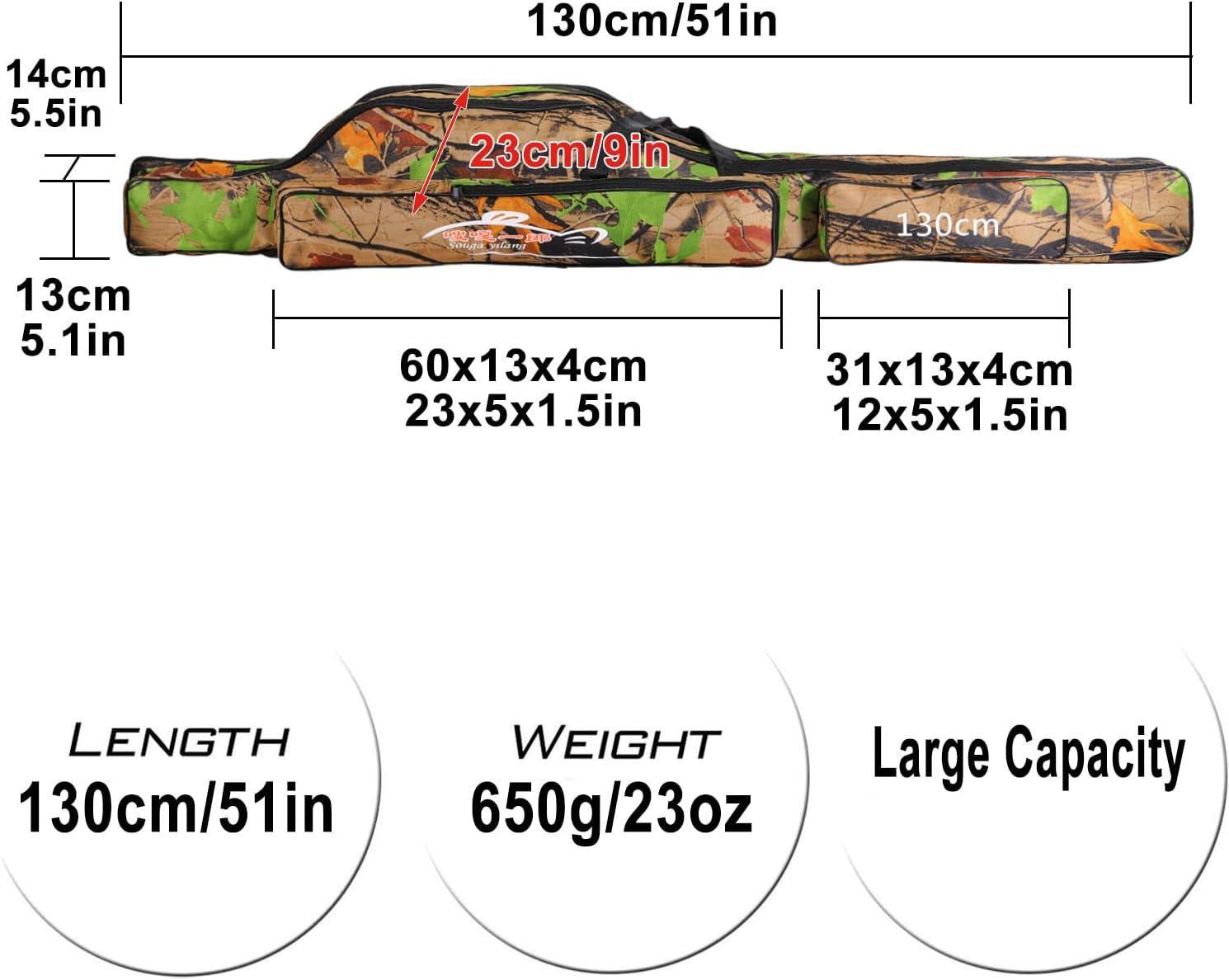 image:imageSougayilang Folding Fishing Rod Case Organizer Pole Storage Bag Rod Reel Tackle Carrier Fishing Rod Bag Fishing CaseGreen130cm512in