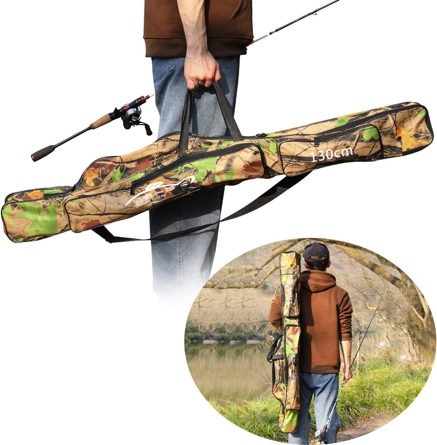 image:imageSougayilang Folding Fishing Rod Case Organizer Pole Storage Bag Rod Reel Tackle Carrier Fishing Rod Bag Fishing CaseGreen130cm512in