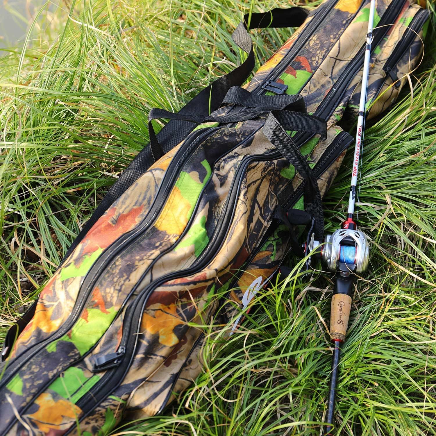 image:imageSougayilang Folding Fishing Rod Case Organizer Pole Storage Bag Rod Reel Tackle Carrier Fishing Rod Bag Fishing CaseGreen130cm512in