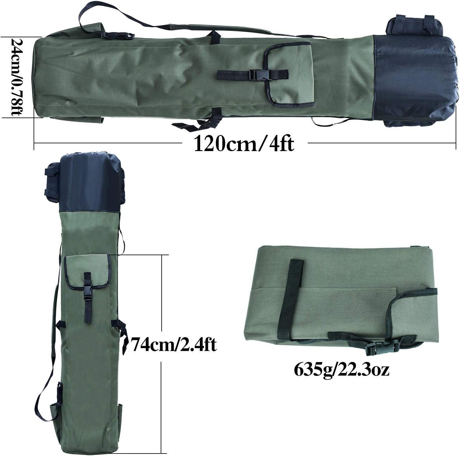 image:imageSougayilang Folding Fishing Rod Case Organizer Pole Storage Bag Rod Reel Tackle Carrier Fishing Rod Bag Fishing CaseStyle BGreen120cm4ft