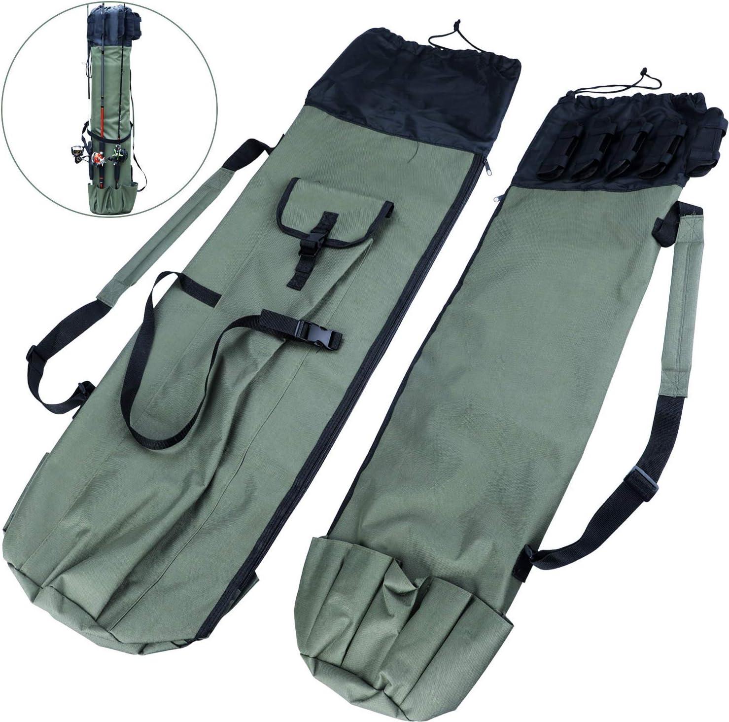 image:imageSougayilang Folding Fishing Rod Case Organizer Pole Storage Bag Rod Reel Tackle Carrier Fishing Rod Bag Fishing CaseStyle BGreen120cm4ft
