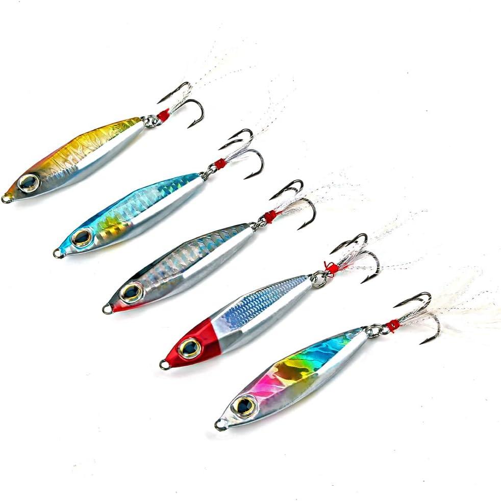 image:imageSougayilang Jigs Fishing Lures Sinking Metal Spoons Micro Jigging BaitA256in116oz5PCS with BOX